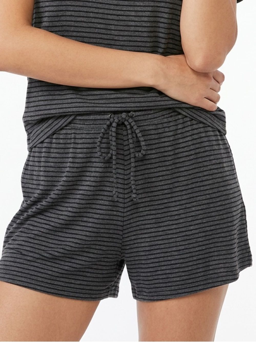 OLD NAVY | Striped Gray & Black Lounge Sleep Drawstring Shorts Women’s Size L